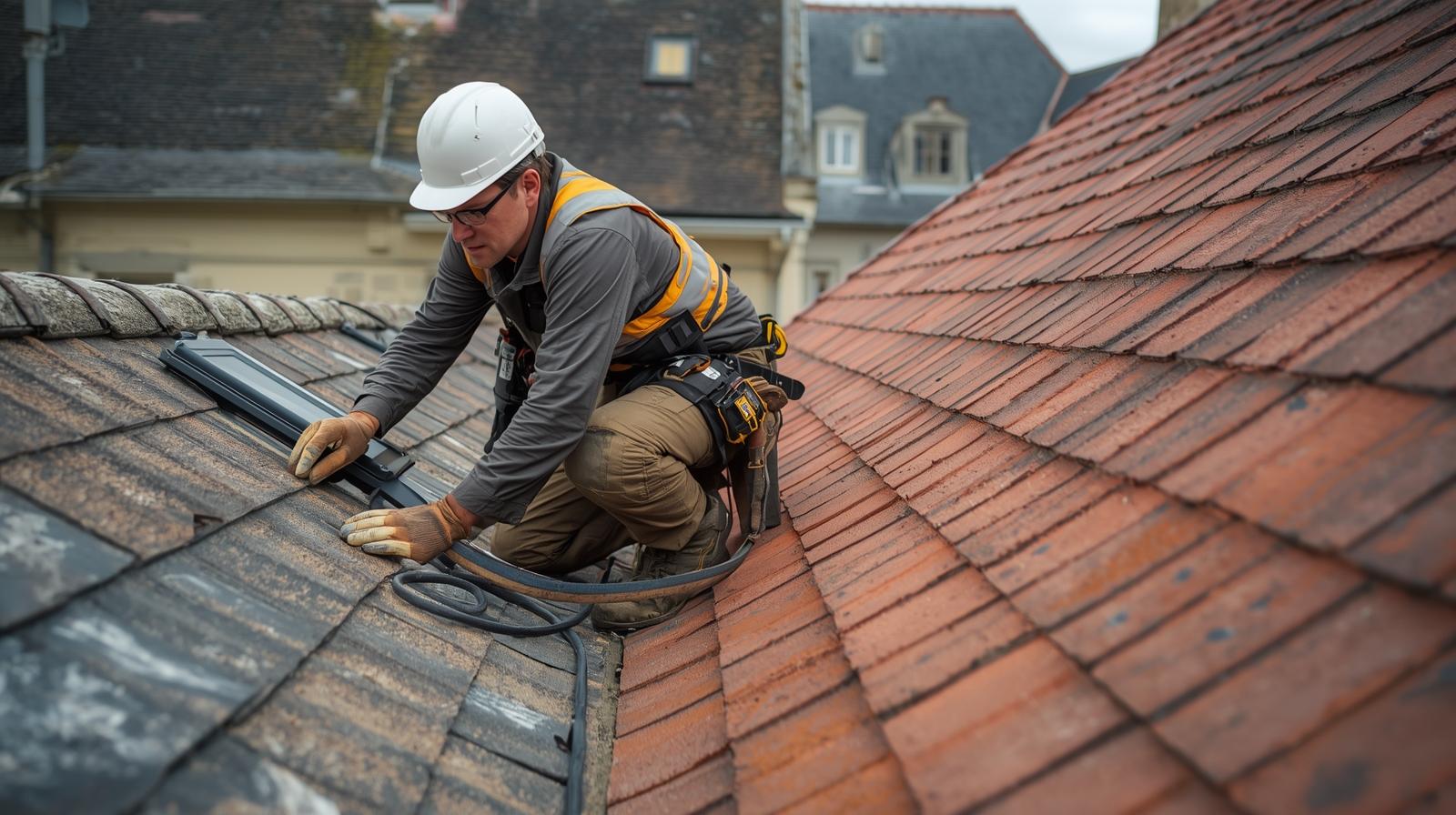 Nettoyage de toiture et application d'un traitement hydrofuge sur des tuiles à Gradignan par l'entreprise Chauvet et Fils.